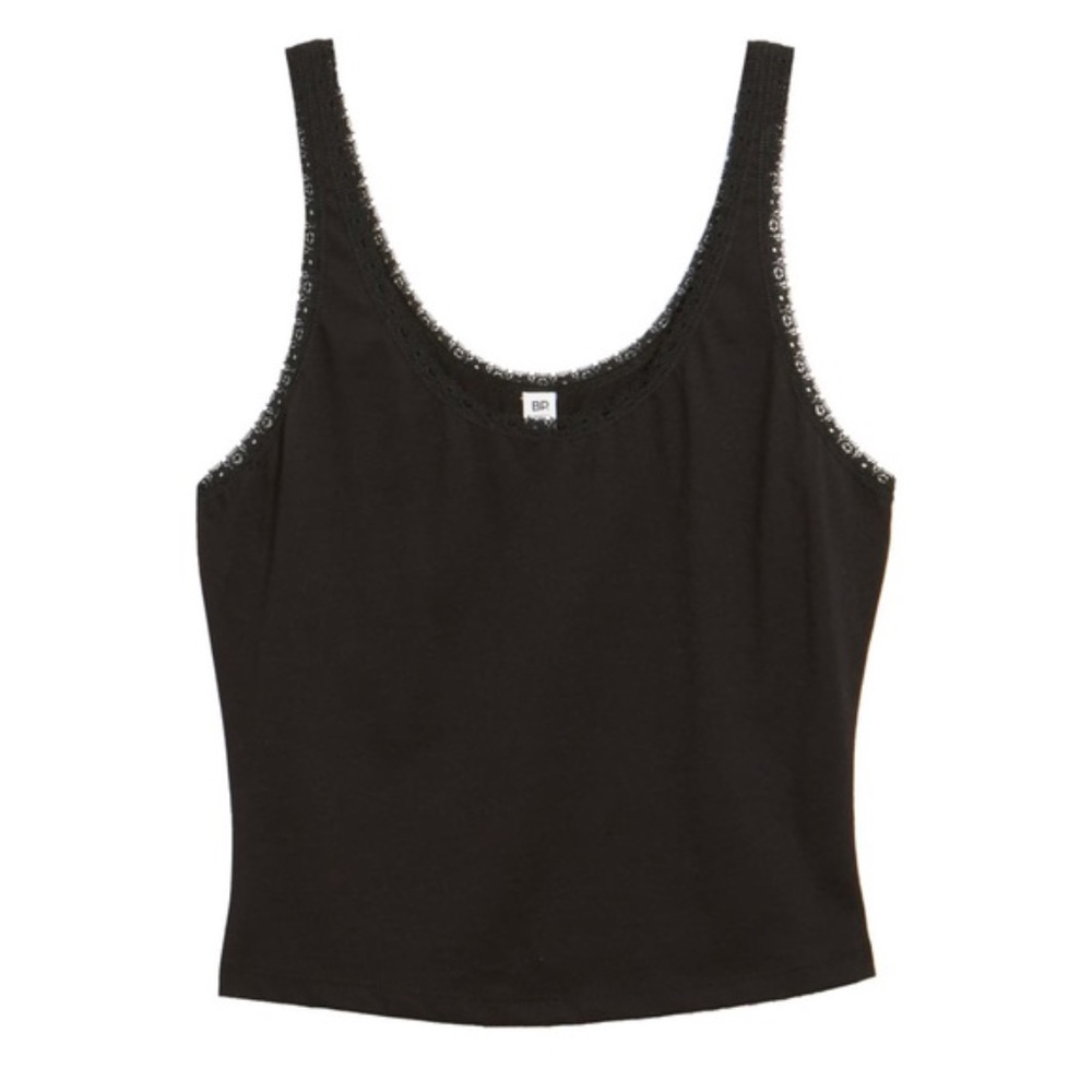 bp black lace trim tank top